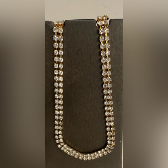 Gold Tone & Rhinestone Necklace - Picture 1 of 8